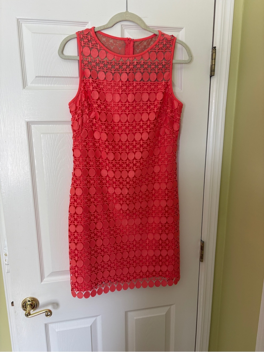 Ralph Lauren Coral Sleeveless Lace Shift Dress size 10